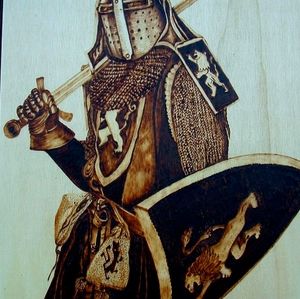 ancient art pyrography on wood